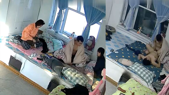 黑客破解家庭网络摄像头偷拍 东北大炕年轻夫妻晚上做爱忘记关摄像头用毛巾遮盖