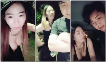 风骚少妇与炮友深夜户外口交车内车震