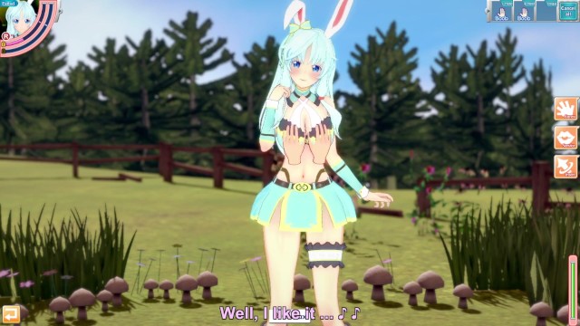 可爱兔女郎在草地上玩耍